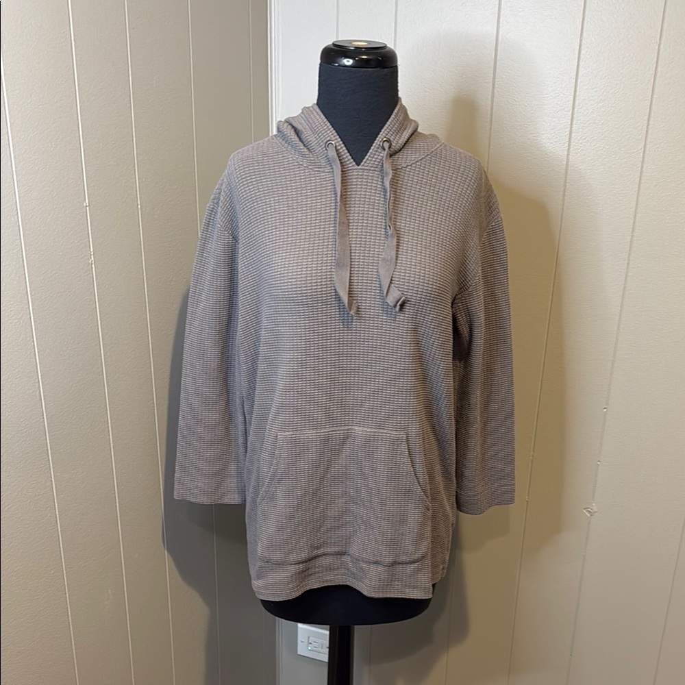 Lilla P Women’s XS Waffle Knit Gray Sweatshirt Hoodie w/ Pockets